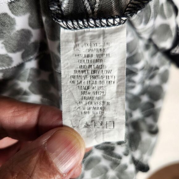 Snoskins Womens Size XL Cowl Neck Stretch Textured Shirt Black White Dot Print - Picture 8 of 8